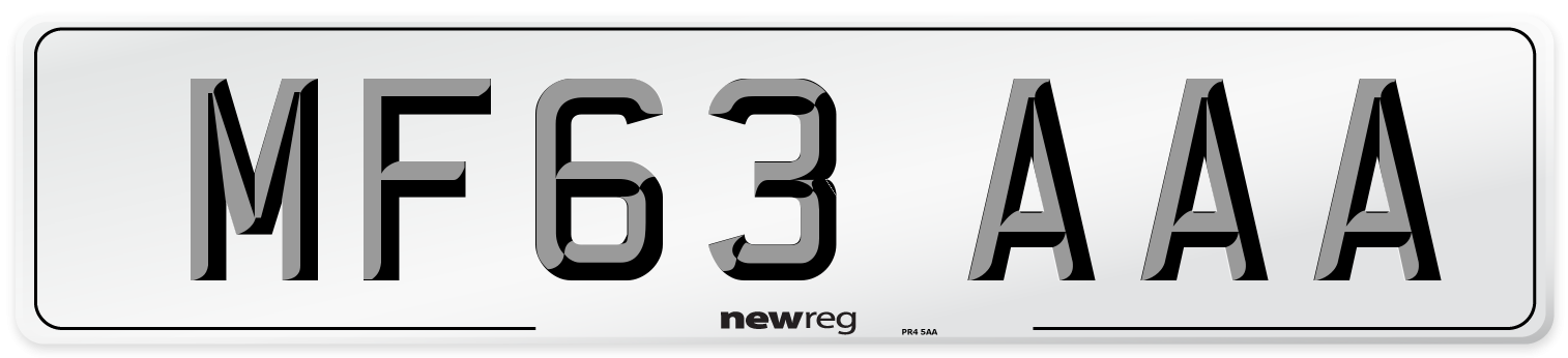 MF63 AAA Number Plate from New Reg